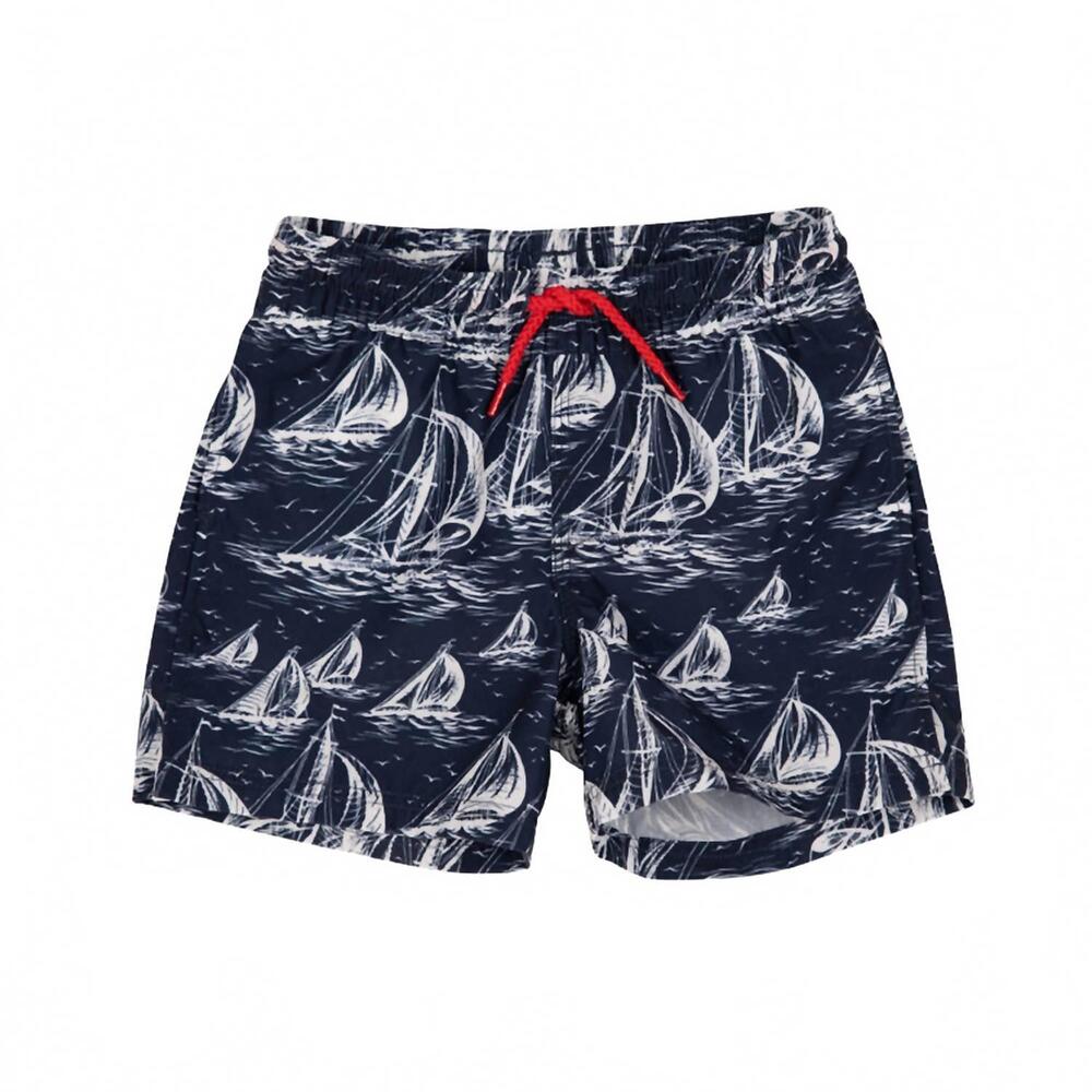 NEW THE BEAUFORT BONNET COMPANY boy's tortola swim trunk in st. simon's sailboat